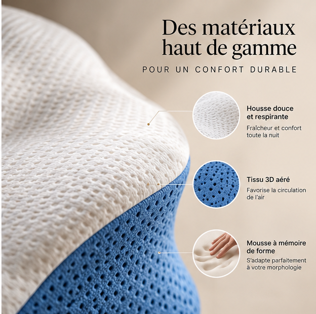Oreiller ergonomique à mémoire de forme