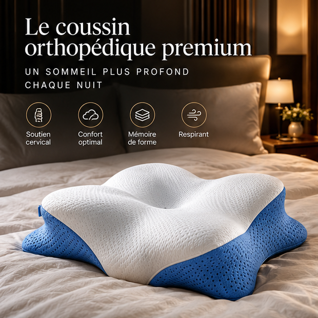 Oreiller cervical papillon utilisé par une personne dormant sur le côté